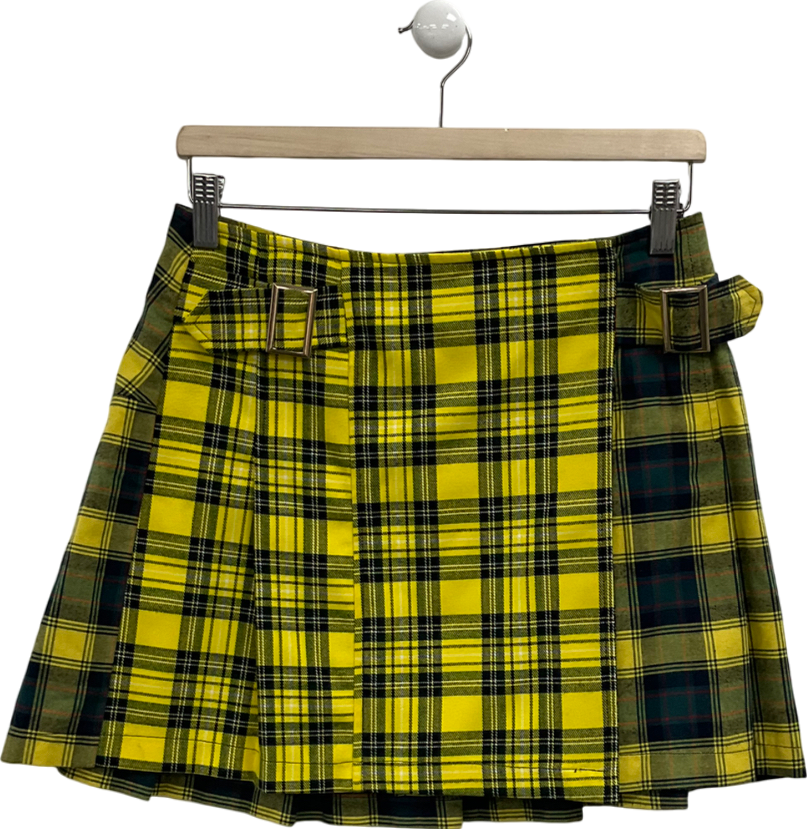 Topshop Yellow Tartan Mini Skirt UK 10