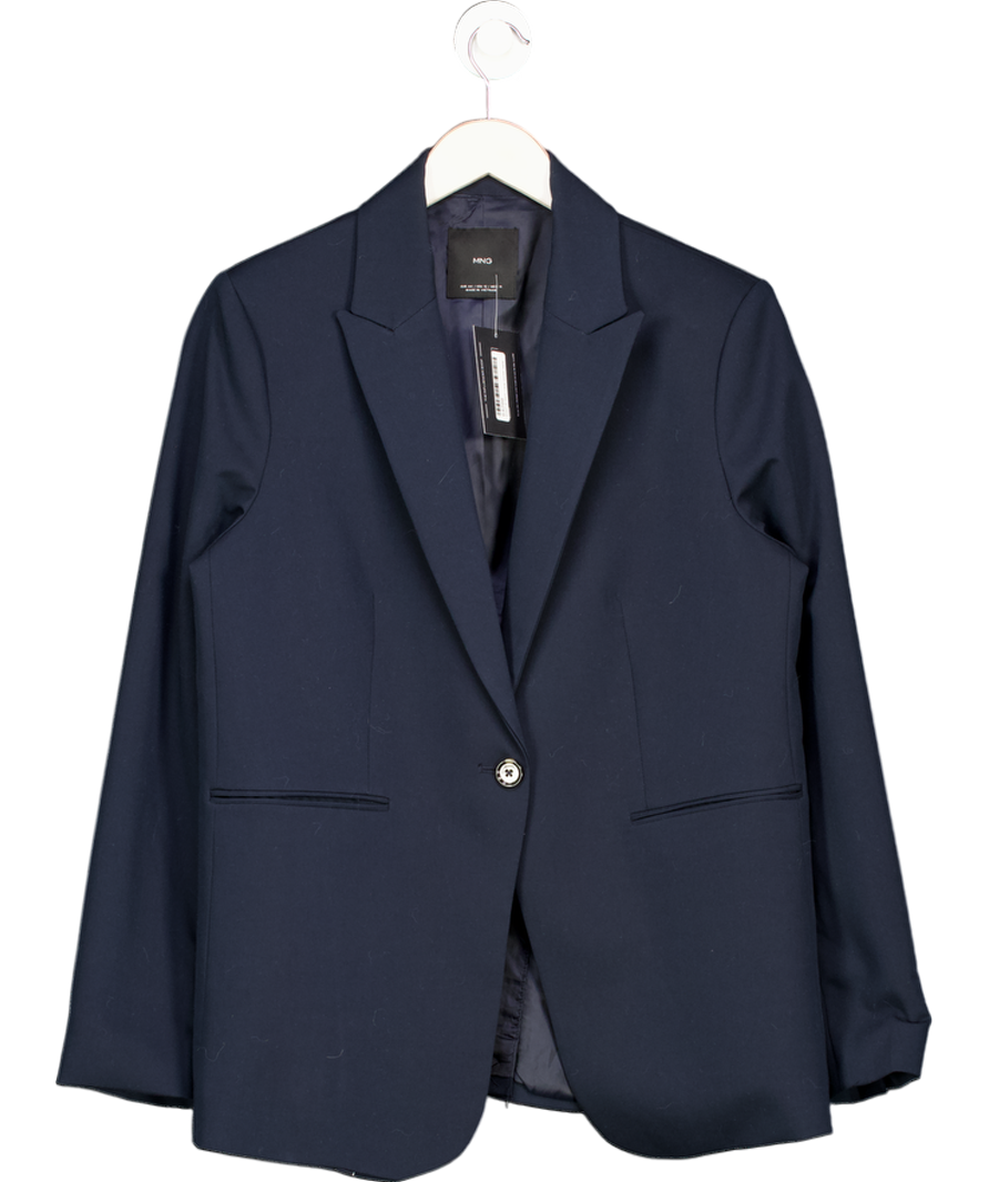 MANGO Blue Fitted Suit Blazer UK 16