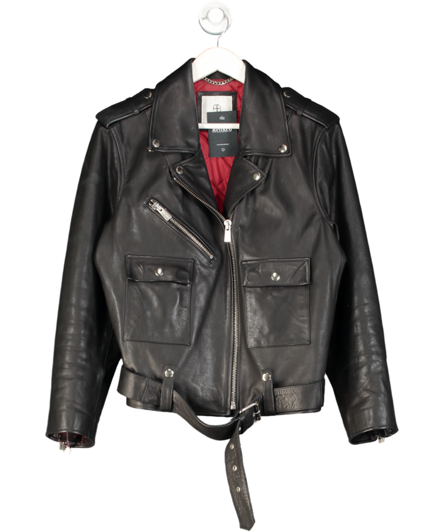 Anine Bing Black Leather Biker Jacket UK M