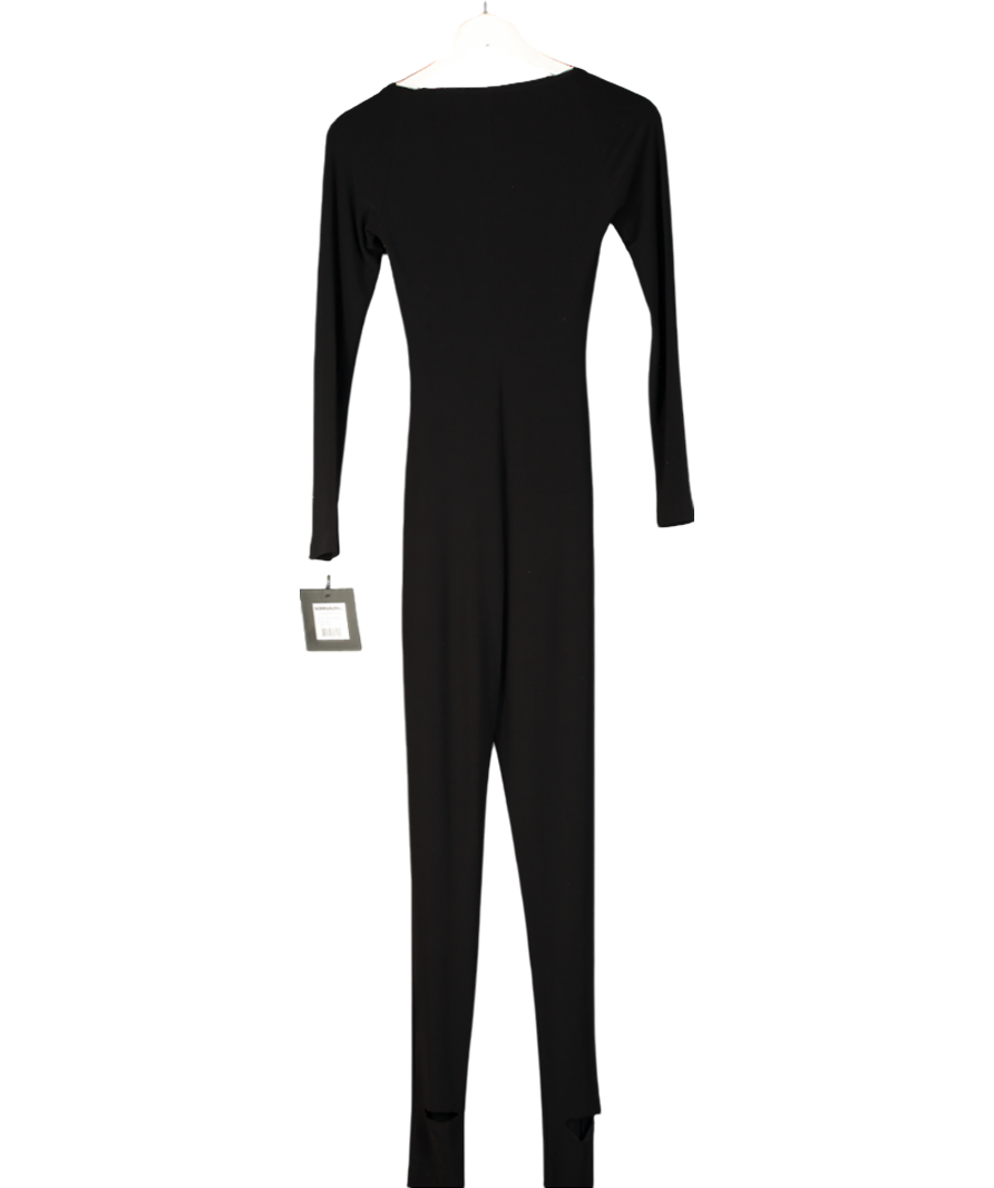 Norma Kamali Black Longsleeve Sweetheart Catsuit UK XS