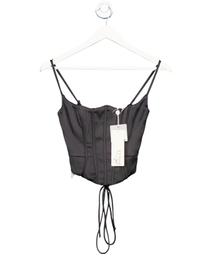 Oh Polly Black Hannie Lace Up Corset Top UK 4