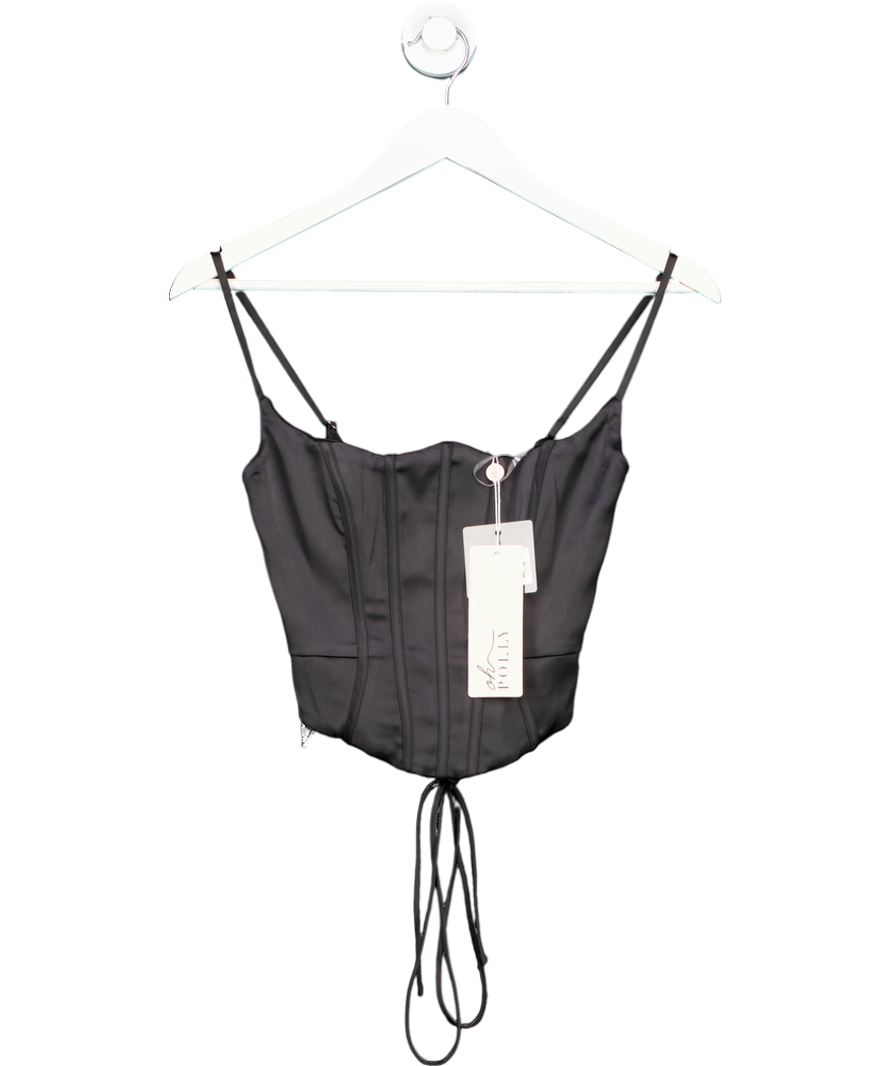 Oh Polly Black Hannie Lace Up Corset Top UK 4