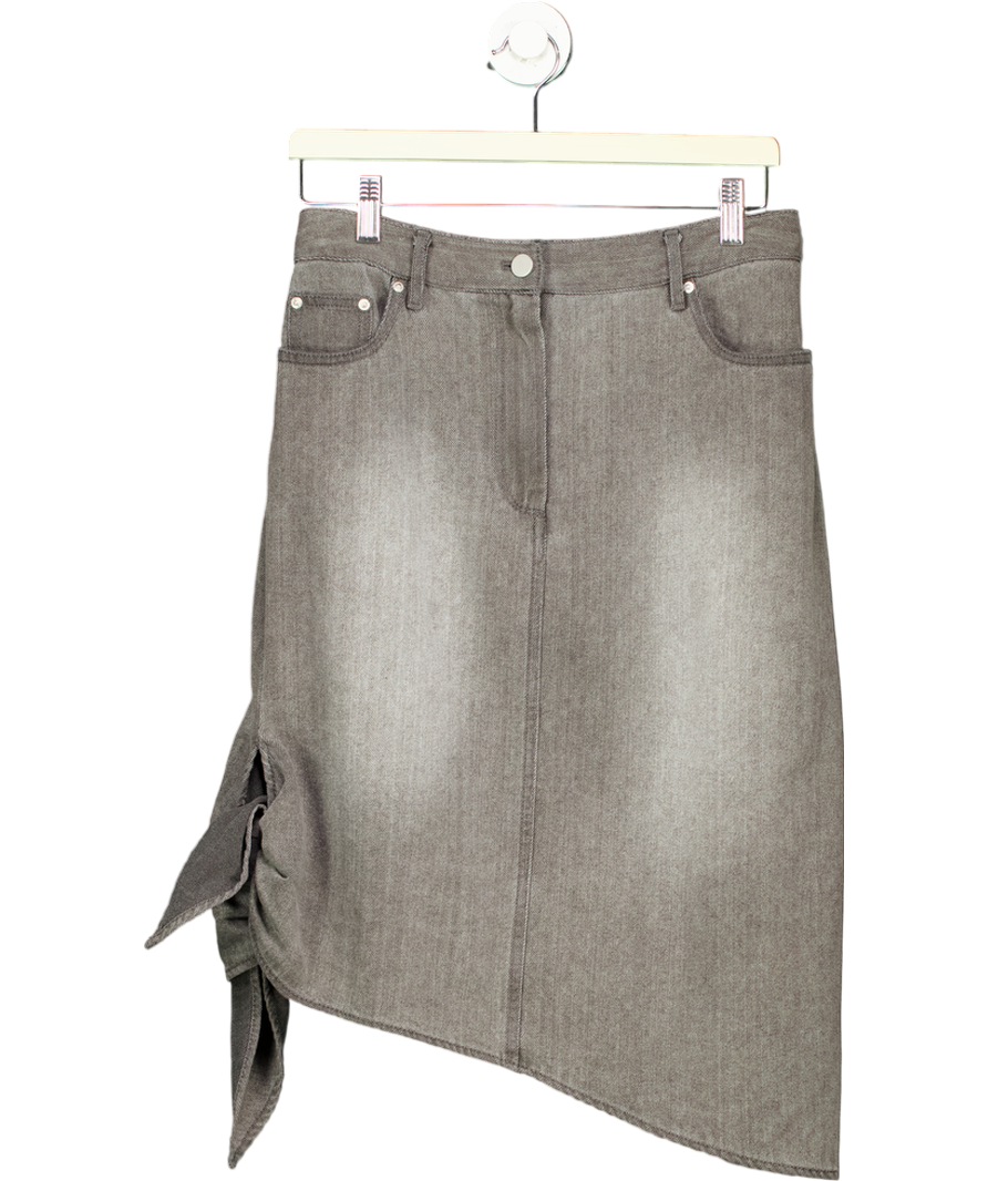 Remain Birger Christensen Grey Knot Side Denim Skirt UK 10