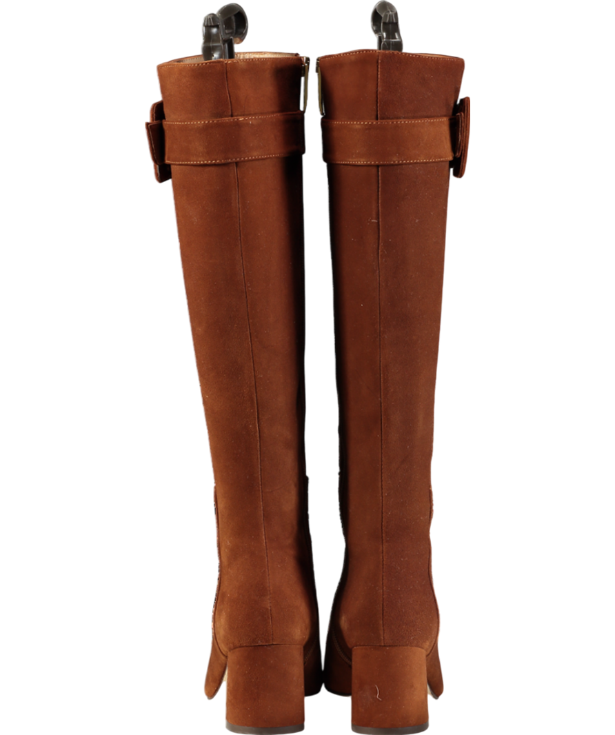 LK Bennett Brown Carlotta Block Heel Suede Knee High Boots UK 4 EU 37 👠