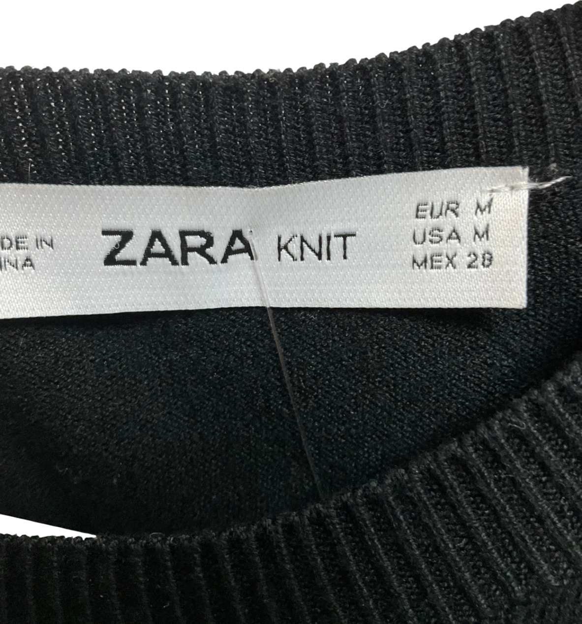 ZARA Black Cotton 3/4 Sleeve Top UK M