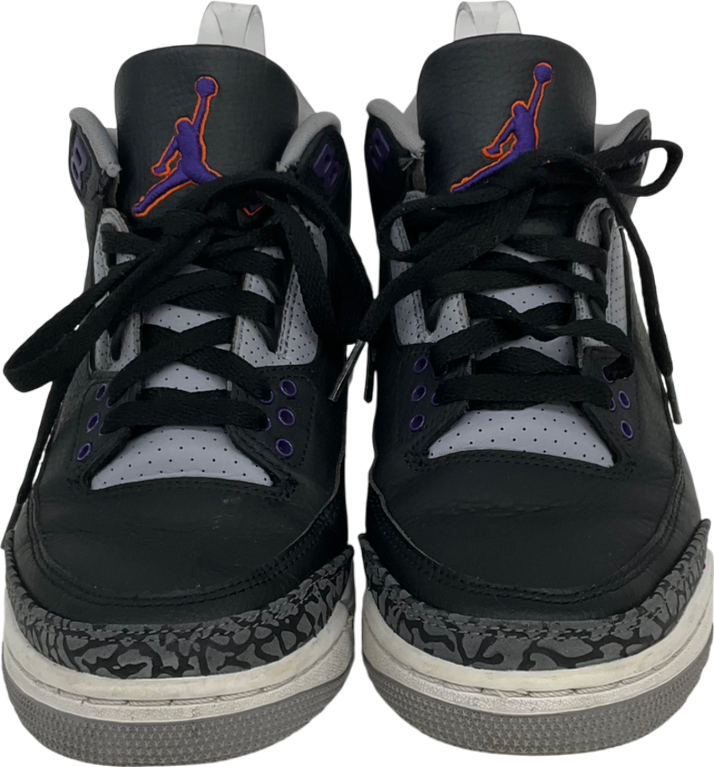 Nike Air Jordan 3 Black Court Purple Cement Grey UK 6.5 EU 39.5 👠