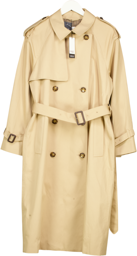 M&S Classic "the Trench" Coat - Light Caramel Beige UK 14