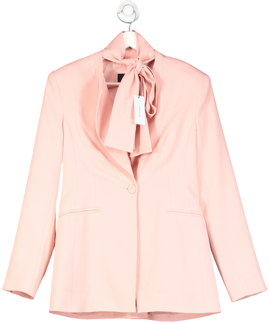 Karen Millen Pink Compact Stretch Viscose Tie Neck Tailored Blazer UK 6