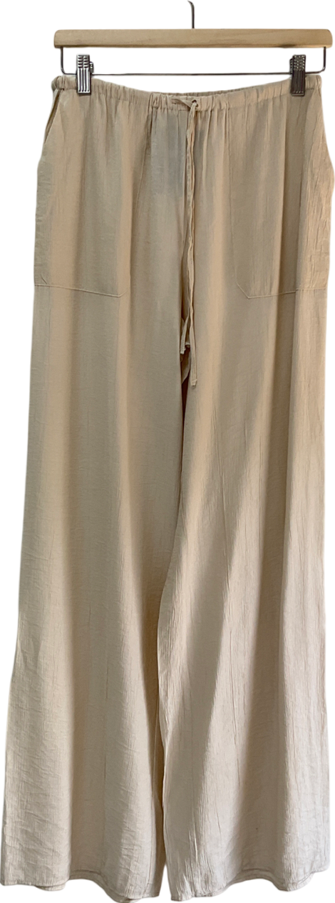 ZARA Beige Wide Leg Flowing Trousersn UK XS