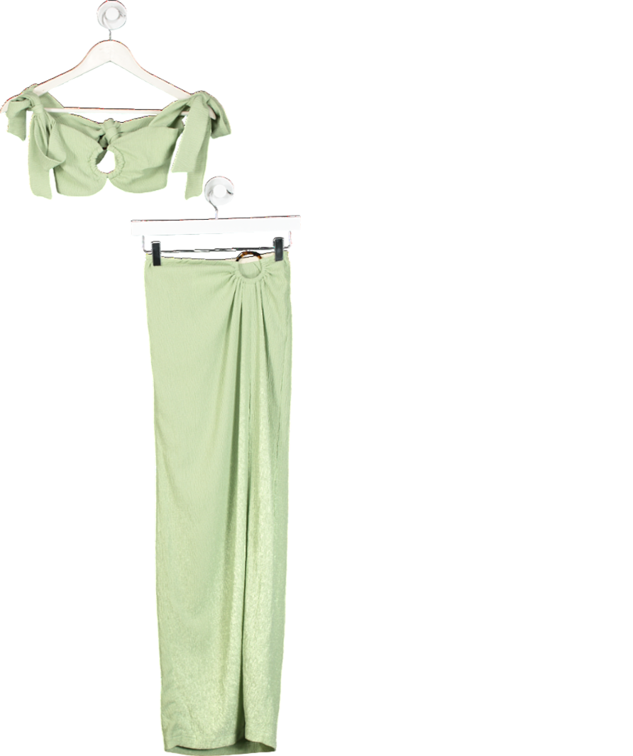 Etoile Luxe Green Ring Detail Maxi Skirt And Halter Top UK XS