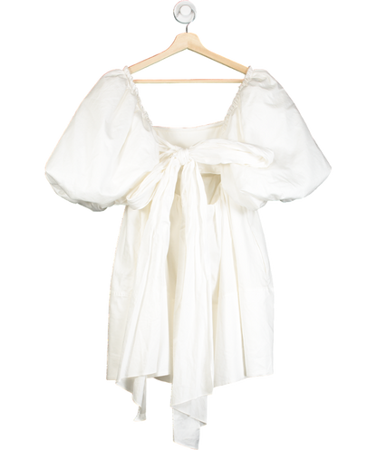 Aje White Casabianca Cotton Puff Sleeve Babydoll Dress UK 6