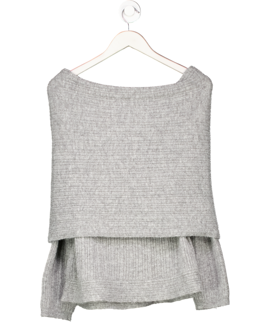 ASOS Grey Oversized Knitted Off Shoulder Jumper UK S