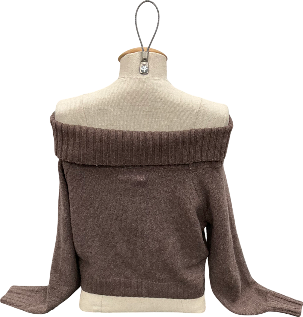 Hollister Brown Easy Foldover Off The Shoulder Sweater UK XS