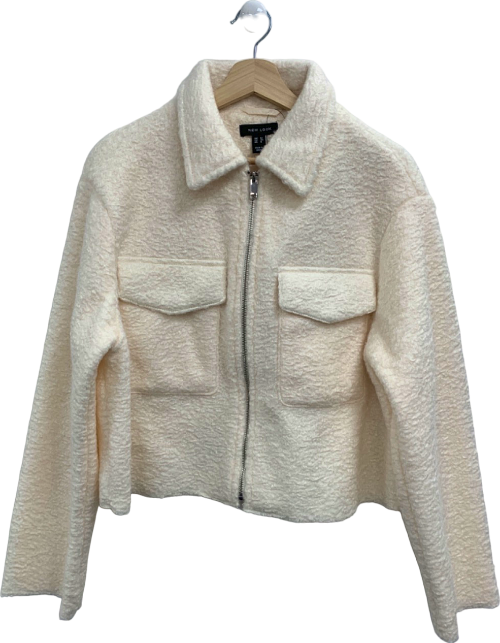 New Look Cream VDE Textured Zip Thu Jacket UK 12