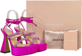 MACH & MACH Pink Devon Crystal-embellished Satin Platform Sandals UK 4 EU 37