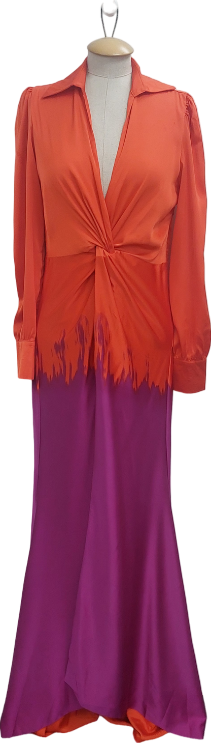 Fashion Nova Orange Melissa Ombre Maxi Dress UK XS