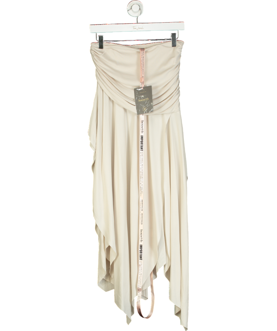 House of CB Cream Mesh Draped Midi Skirt UK S