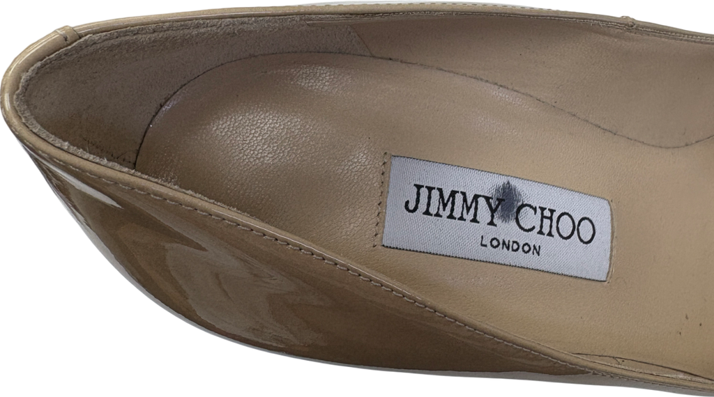 Jimmy Choo Beige Patent Leather Pointed Pumps UK 7.5 EU 40.5 👠