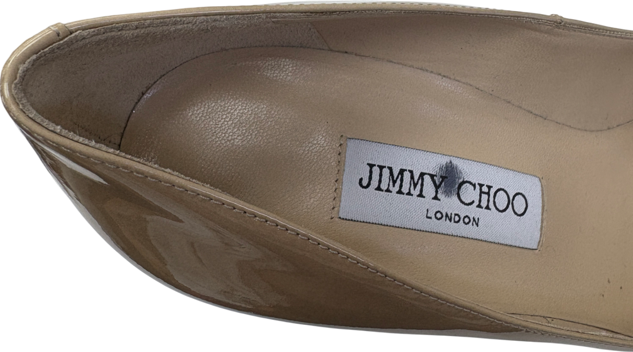Jimmy Choo Beige Patent Leather Pointed Pumps UK 7.5 EU 40.5 👠