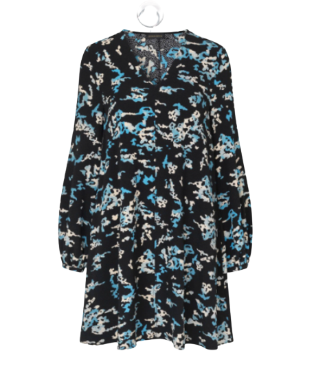 Stine Goya Black /multi Print Ibticeme Sustainable Recycled V Neck Mini Dress UK XS