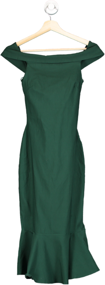 Vesper Green Tailored Off-Shoulder Midi Dress UK 8
