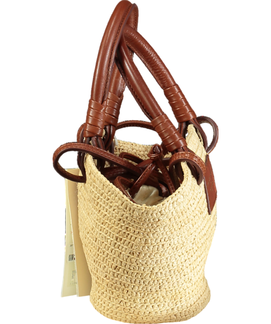 Sezane Natural / Tan Leather Justine Mini Basket Bag