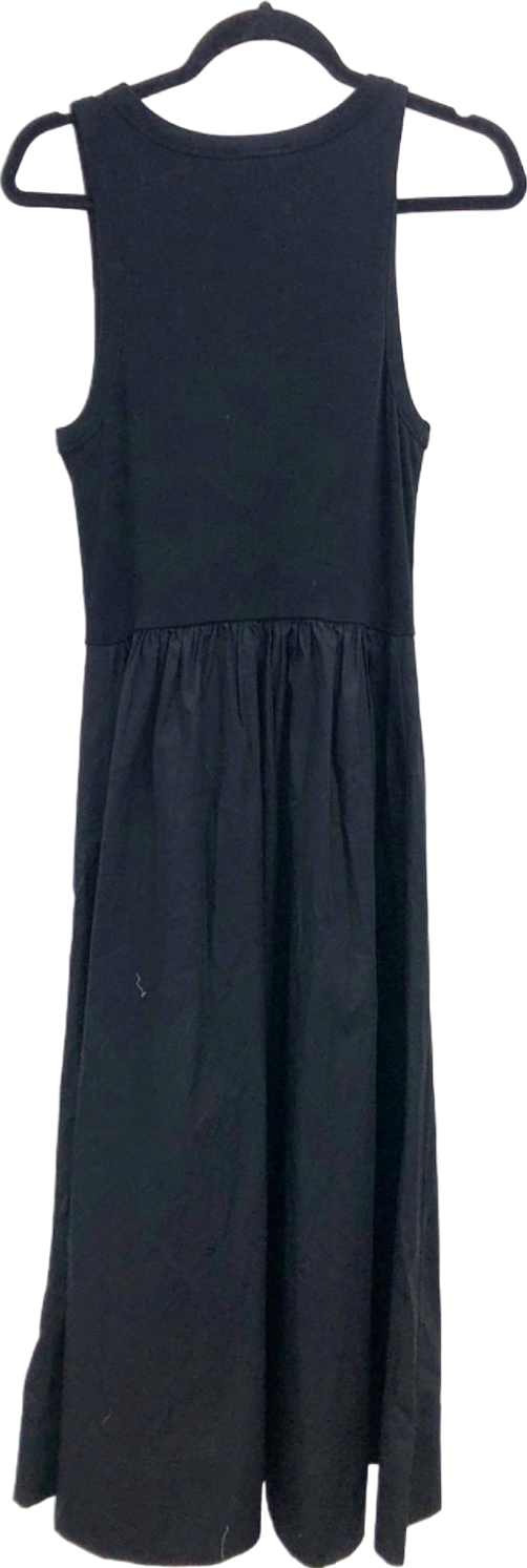 ME + EM Black Cotton Slub Maxi Dress UK 12