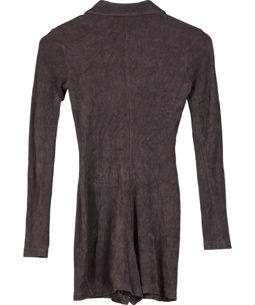 Peachy Den Grey Terry Long Sleeve Playsuit UK XS