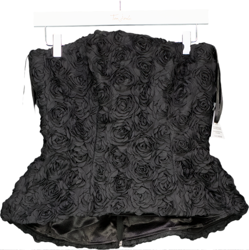Nadine Merabi Black Phoebe Strapless Floral Corset Top UK 8