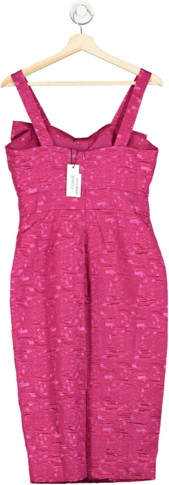 Coast Pink Petite Bow Front Jacquard Cami Midi Pencil Dress UK 10