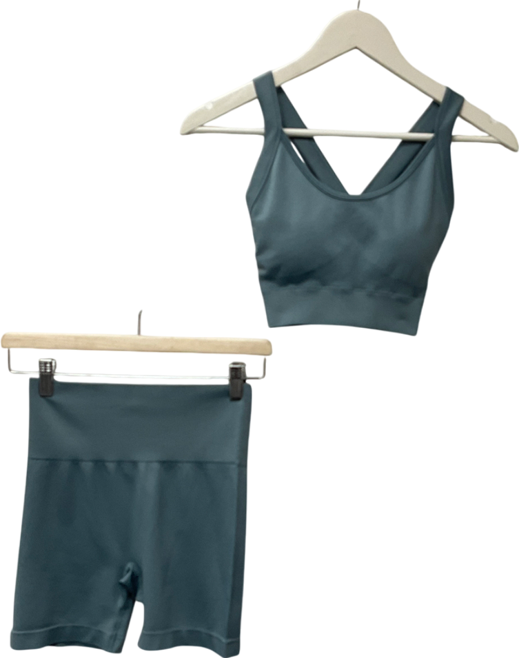 Primark Teal Blue Seamless Sports Bra And Shorts UK S