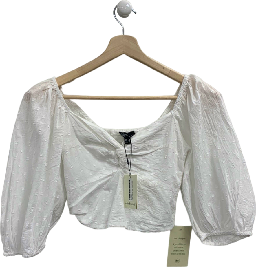 Nobody's Child White Ruched Top UK 6