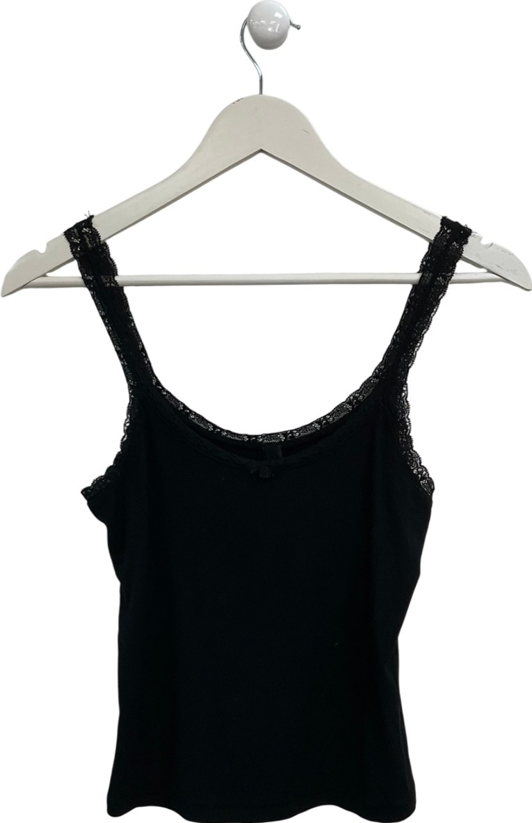 SKIMS Black Slim Fit Lace Trimmed Cami UK M