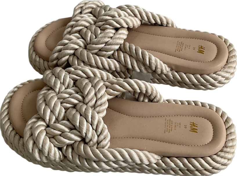 H&M Beige Rope Slides UK 6 EU 39 👠