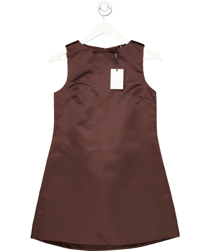 Six Stories Brown Mini Shift Bow Satin Dress UK 8