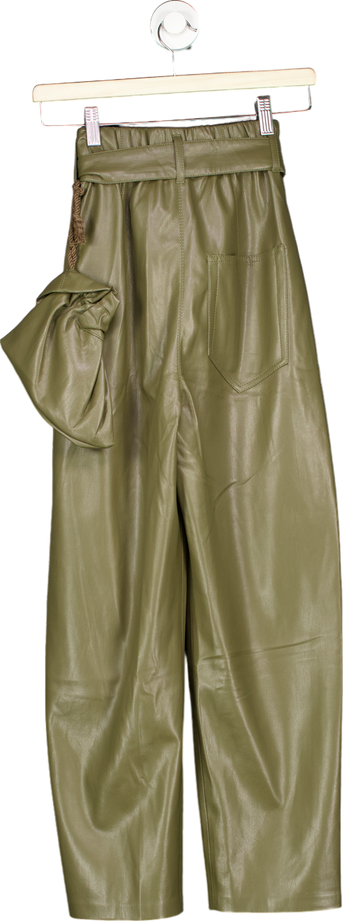 Nanushka Olive Faux Leather Trousers UK XS