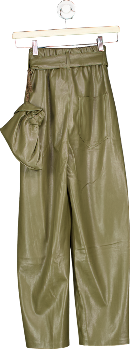 Nanushka Olive Faux Leather Trousers UK XS