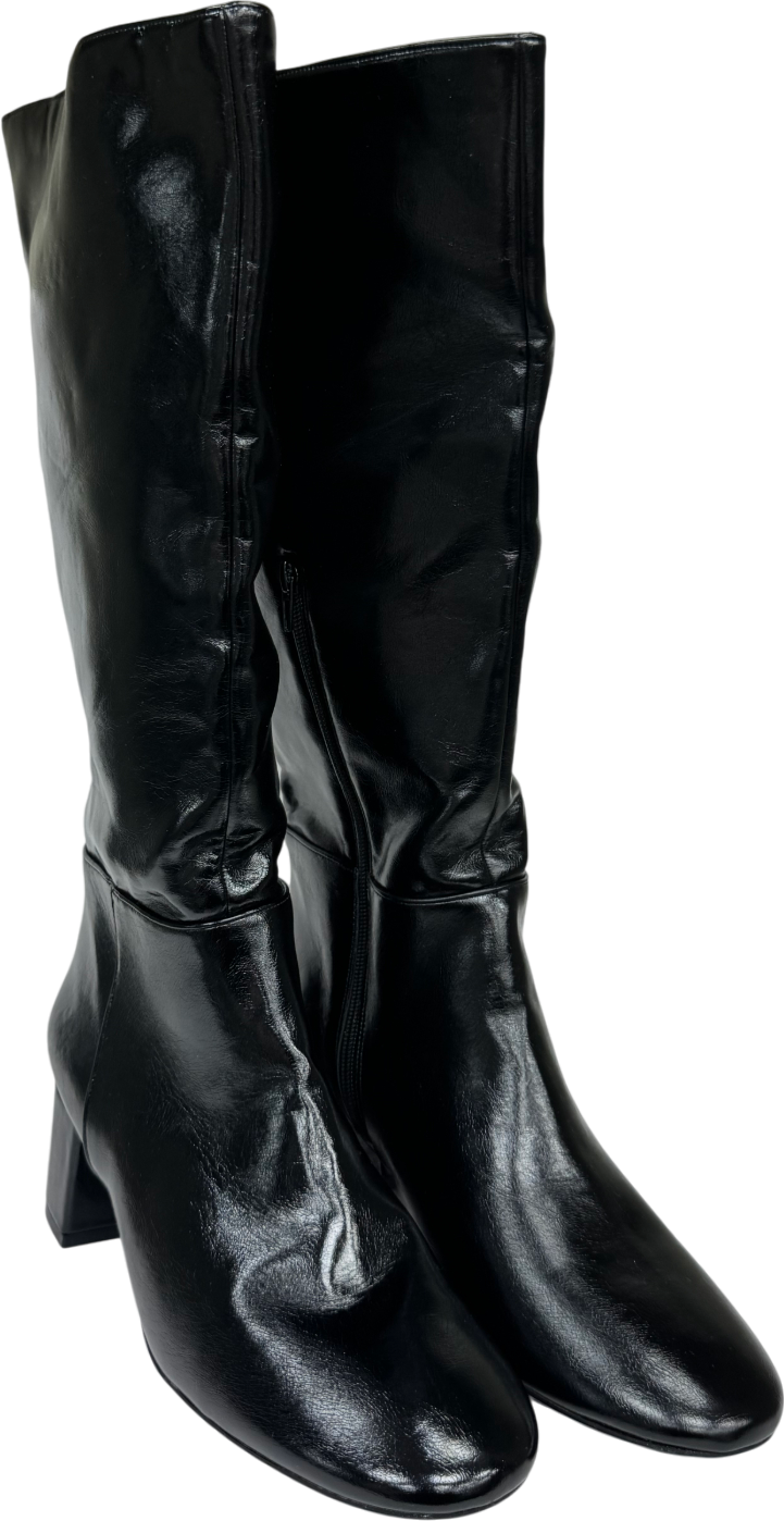 Very Black Low Block Heel Boot UK 8 EU 41 👠