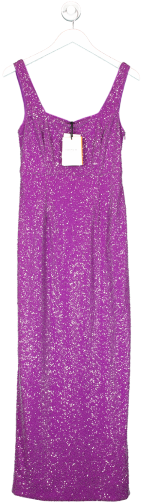 LK Bennett Purple Winter Sequin Maxi Dress UK 10