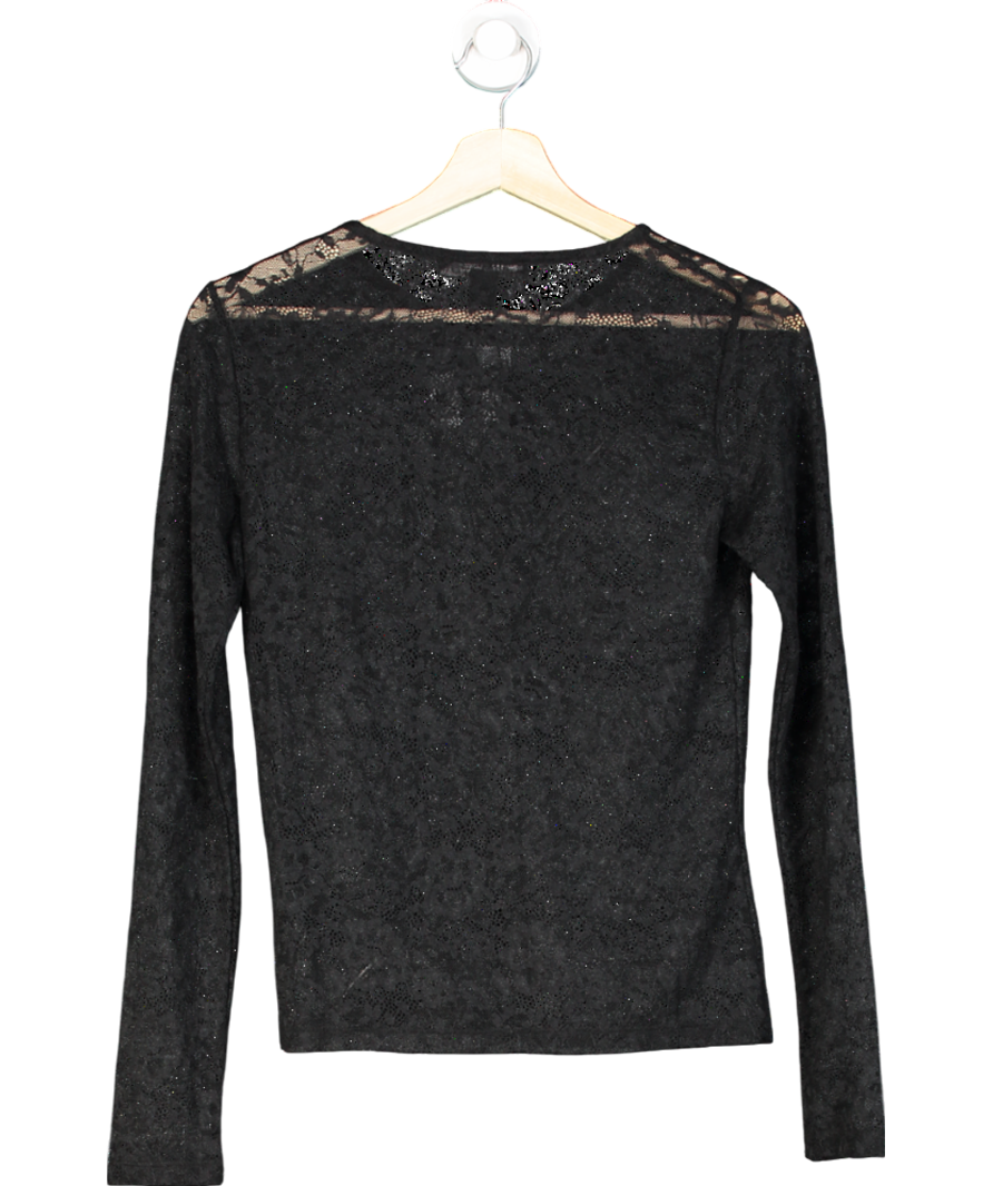 All Saints Black Edana Lace Top UK 10