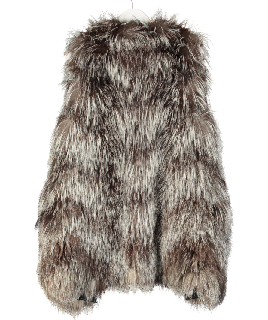 Pinko Brown Fox Fur Longline Gilet UK 8
