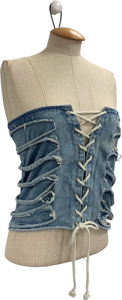 Mars The Label Blue Lace-Up Denim Bustier UK S