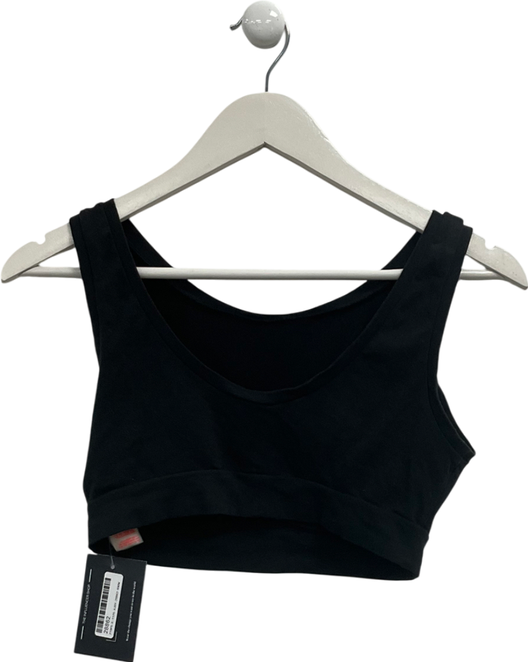 FIORUCCI Black Printed Logo Crop Top UK S