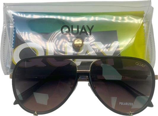 QUAY Black High Profile Polarized Sunglasses in Case