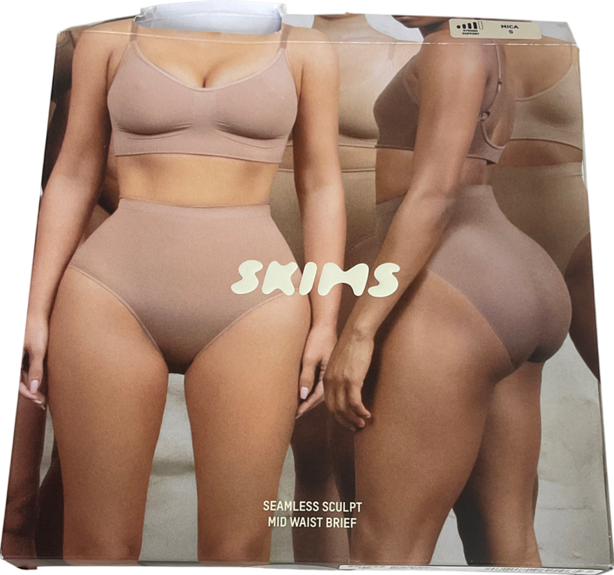 SKIMS Cream Seamless Sculpt Mid Waist Brief - Mica UK S