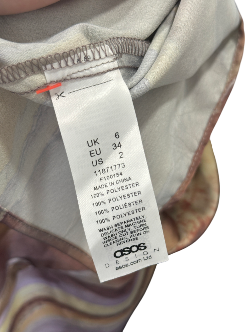 ASOS Multicoloured Printed Tie Back Mini Dress UK 6