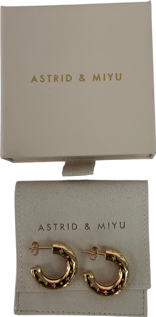 Astrid & Miyu Metallic Cosmic Star Dome Hoops In Gold One Size