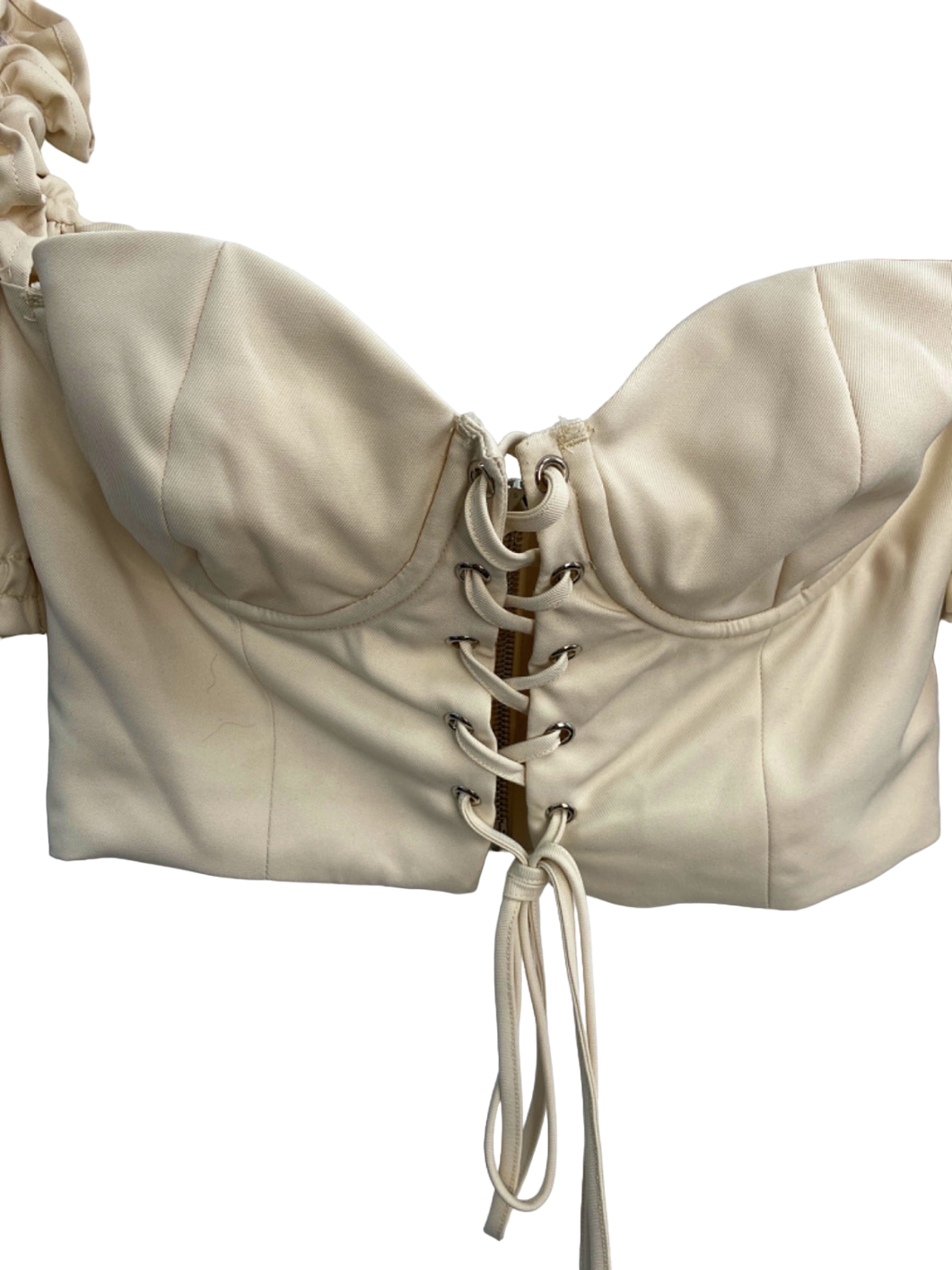 Mistress Rocks Beige Lace-Up Corset Top UK 6