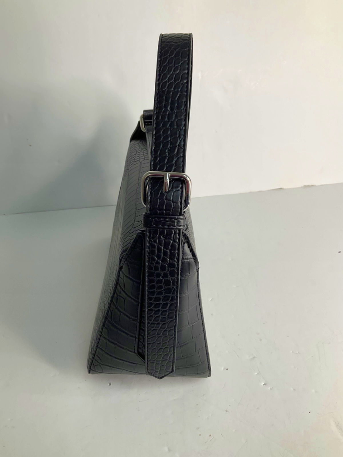 Next Black Croc Embossed Shoulder Bag One Size