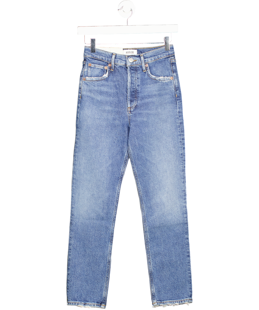 AGOLDE Mid Blue Riley High-rise Straight Crop Jeans W23